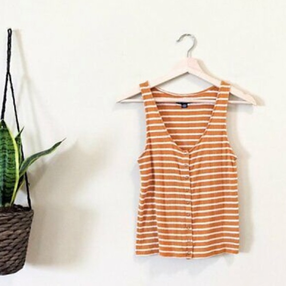 Burnt Orange Striped Tank Top